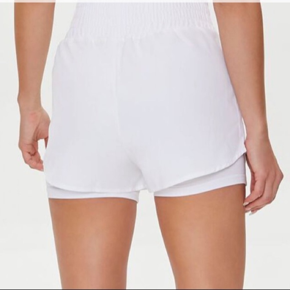 White Layered Active Running Shorts Pockets M - Picture 6 of 6